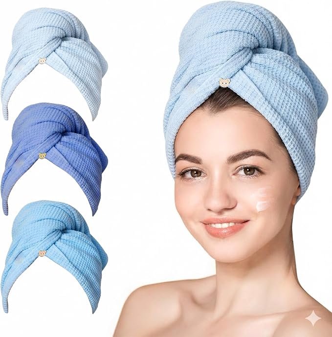 3 Pack Microfiber Hair Towel Wrap by YHPDYL