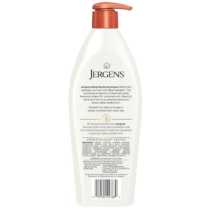Jergens Deep Restoring Argan Oil Moisturizer, Soothing Body and Hand-Lotion - Image 13