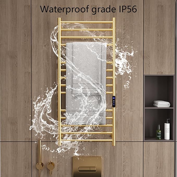 Gold Wall Mounted Heated Towel Rack, Timer & Temperature Control Electric Towel - Image 8