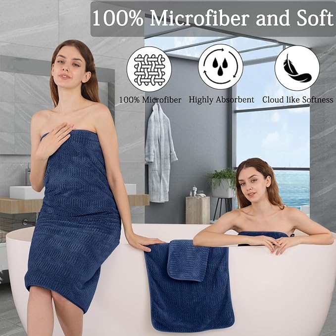 Ycosy 4 Pack Extra Large Microfiber Bath Towels Set, 35x70 inches, Less Lint - Image 4