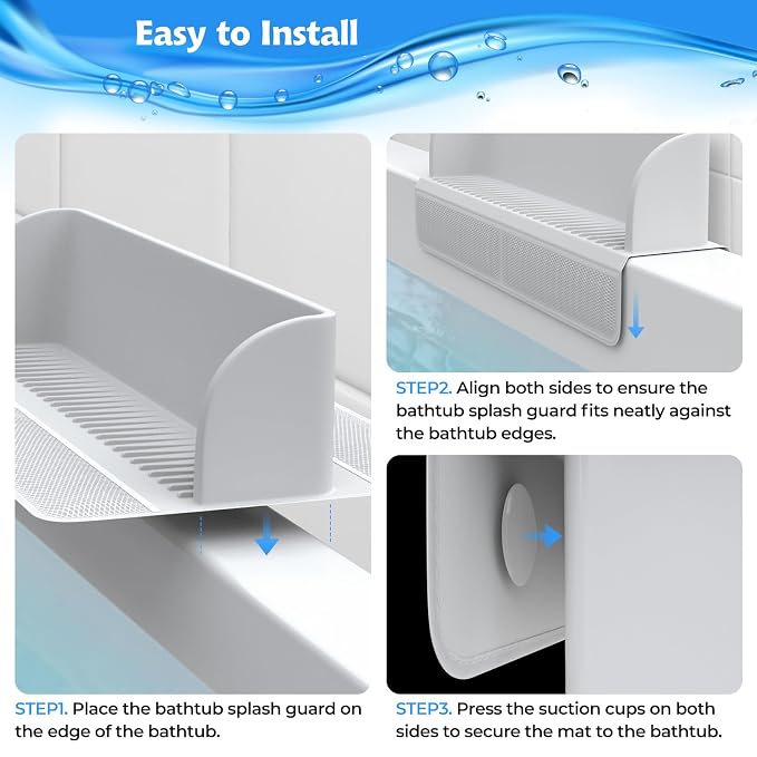 Splash Guard for Bathtub Kids, Toy Tray Caddy Holder Storage, Bath Toy Storage - Image 6