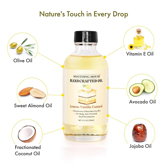 Lemon Vanilla Custard Oil with All-Natural Moisturizing Body Oil - Image 6