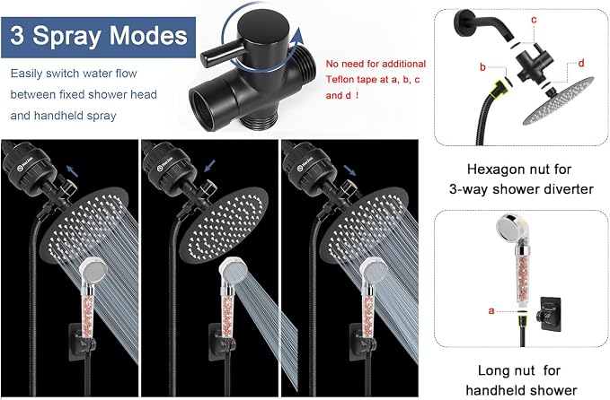 HarJue Filter Shower Head, High Pressure 8 Inch Rainfull - Image 5