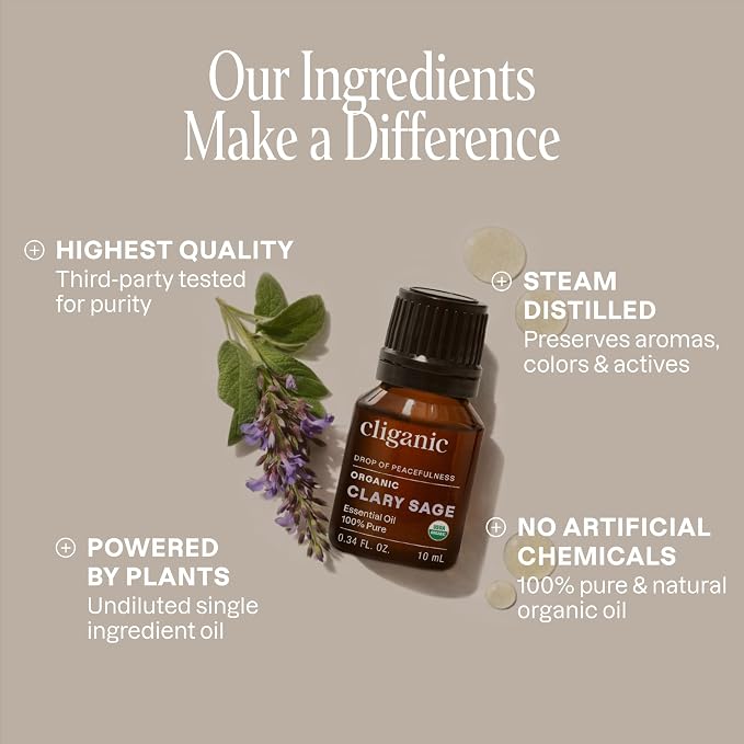Cliganic Organic Clary Sage Essential Oil, 100% Pure Natural - Image 3