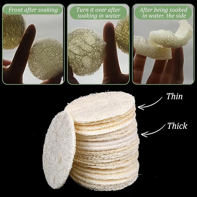 Nogeqi 20 Pcs Natural Loofah Sponge Pads - Image 3