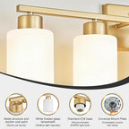 FonmYim Gold Bathroom Light Fixtures, 5-Light Modern Vanity Light Over Mirror - Image 5