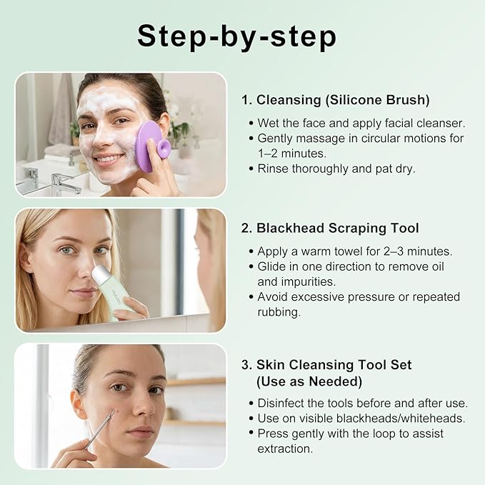 Blackhead Remover Tools for Face, 304 Stainless Steel Pore Extractor Spatula - Image 4