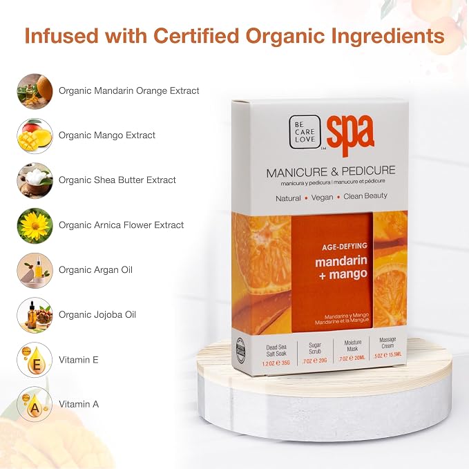 BCL Spa Mandarin + Mango Professional Pedicure Kit Foot Spa Set – Exfoliate - Image 3