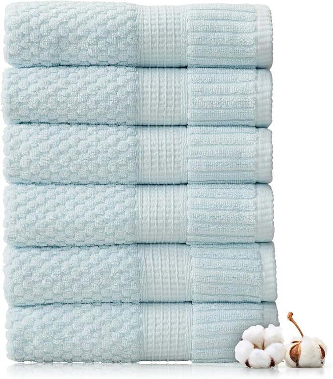 NY Loft 100% Cotton Hand Towel 6 Pack Hand Towel Set | Super Soft & Absorbent by NYLoft