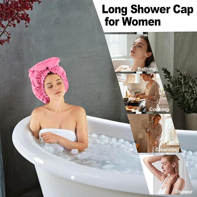 ELEBOX Extra Large Shower Cap for Braids/Curly Hair/Dreadlock | Reusable - Image 2