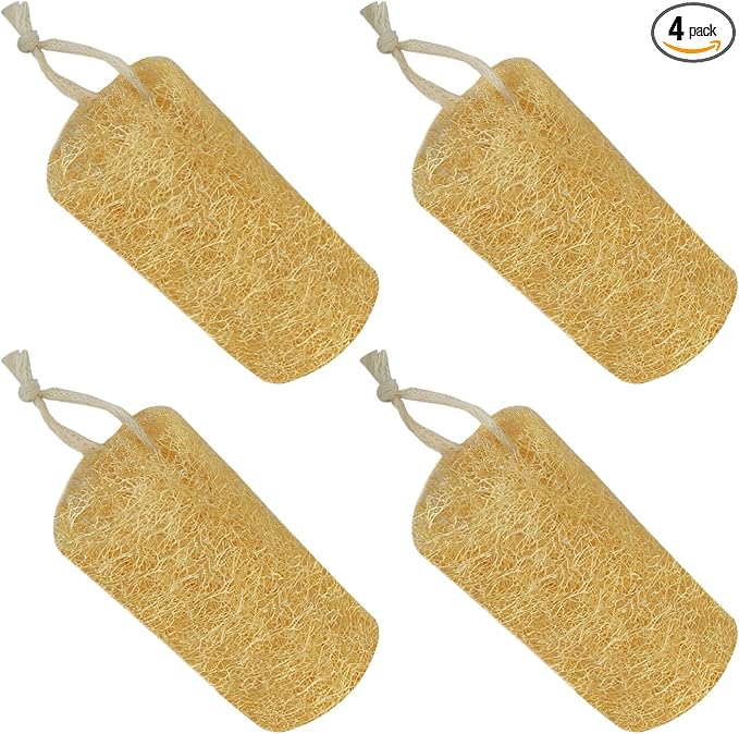 Natural Loofah Sponge, 6“ Natural Loofah Exfoliating Body Scrubber Egyptian by AhaTopia