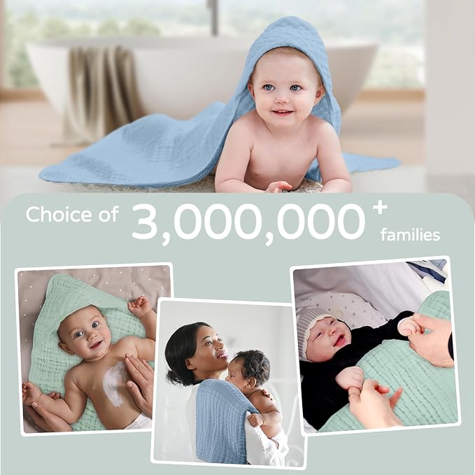 Yoofoss Hooded Baby Towels for Newborn 2 Pack 100% Muslin Organic Cotton Baby - Image 6
