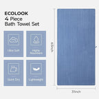 ecolook 4 Pack Microfiber Bath Towels, 31 x 63 inches Extra Large Bath Towel Set - Image 3