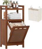 Homykic Tilt Out Laundry Hamper, 10 Gal Bamboo Laundry Storage Cabinet by Homykic
