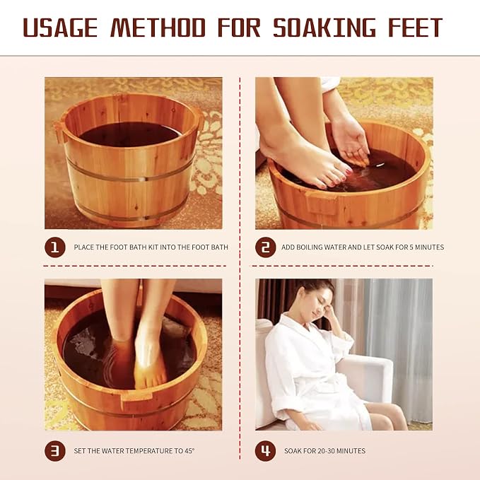 30 Pack Ginger & Mugwort Herbal Foot Soak Spa Set - 900g Natural Plant Blend - Image 4
