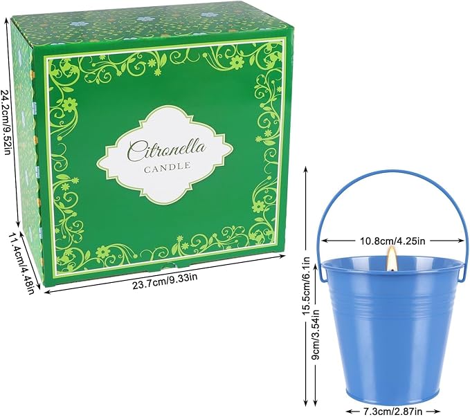 4 Pack 12oz Citronella Scented Candles, Colorful Metal Bucket Candles - Image 3