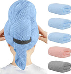HOMEXCEL Blue Microfiber Hair Towels 5 Pack- 40 x 20 inches Super Soft by HOMEXCEL