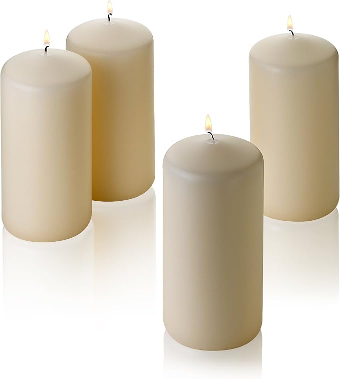 Light In The Dark French Vanilla Pillar Scented Candles 6" Tall X 3" Wide Set by LightInTheDark