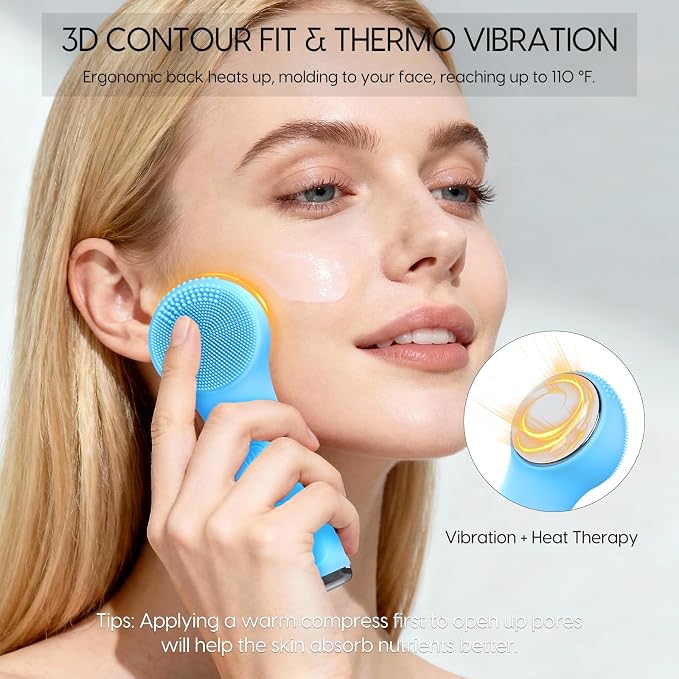 Silicone Facial Cleansing Brush, Portable Electric Face Scrubber - Image 3