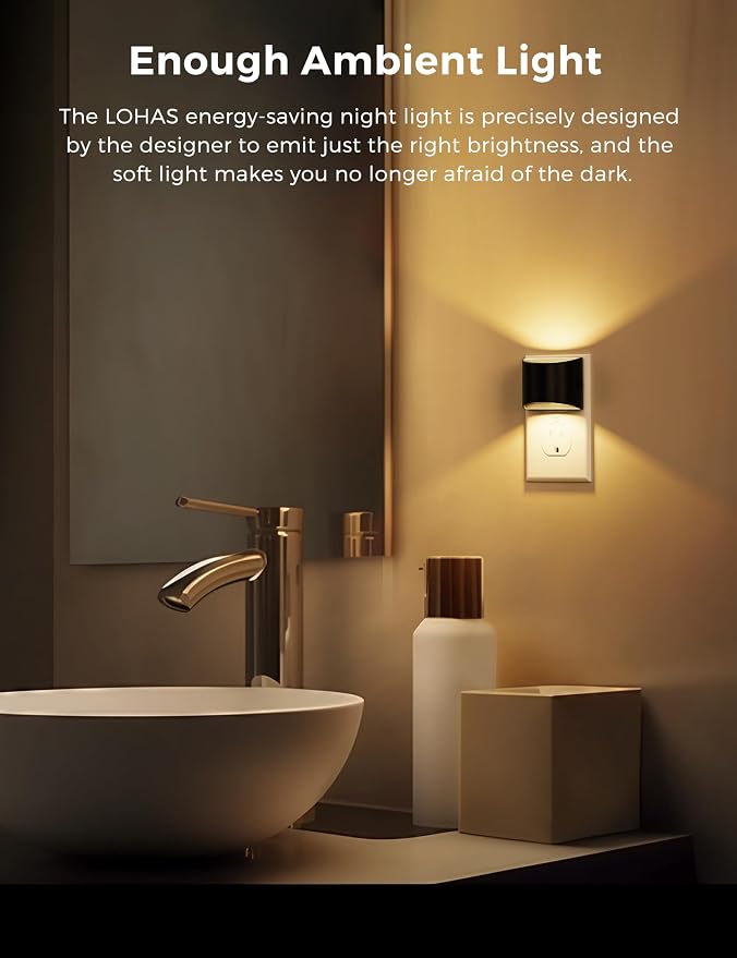 L LOHAS LED Night Lights Plug into Wall 2 Pack, Dusk to Dawn Sensor Nightlight - Image 2