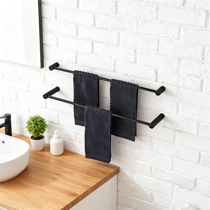 Towel Racks for Bathroom, NEWRAIN 30 inch Double Bath Towel Bar Wall Mounted - Image 2