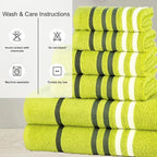 CASA COPENHAGEN Exotic 6Pcs 100% Egyptian Cotton Towels Gift Set- Lime Green - Image 6