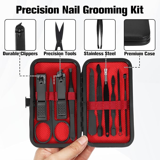 Manicure Nail Clippers Sets Stainless Steel Nail Grooming Cutter Kit Travel - Image 3
