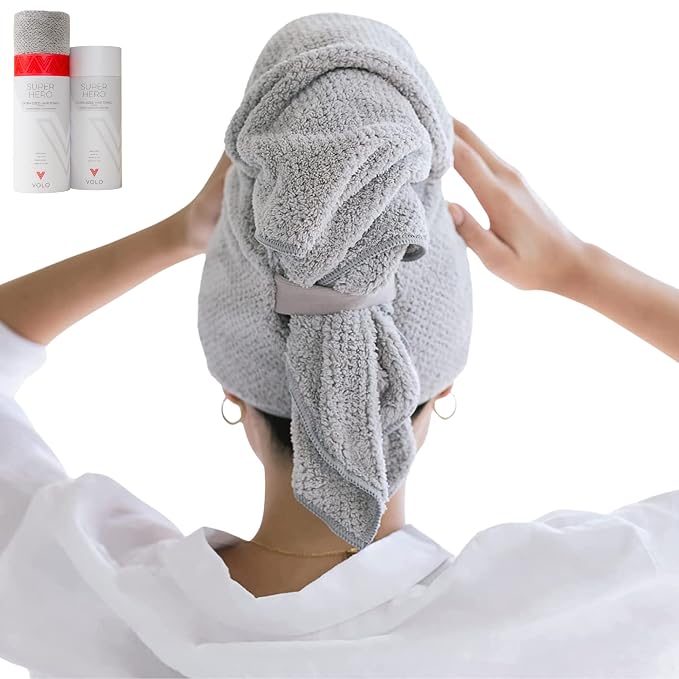 VOLO Super Hero XL Hair Towel | Super Absorbent Quick Dry Nanoweave | Reduces by VOLO