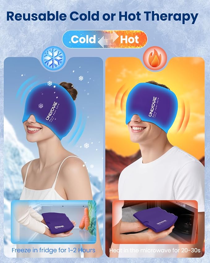 ONLYCARE Migraine Relief Cap, Soothing Headache Hat, Upgraded Odorless Gel Ice - Image 6