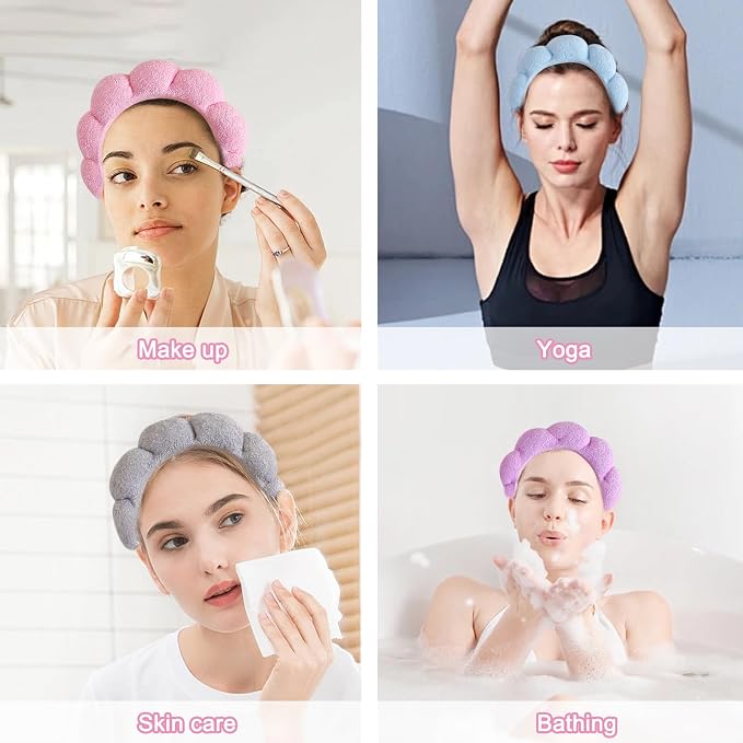 Beleki Spa Headband for Washing and Wristband Set Sponge Headband Women Face - Image 5