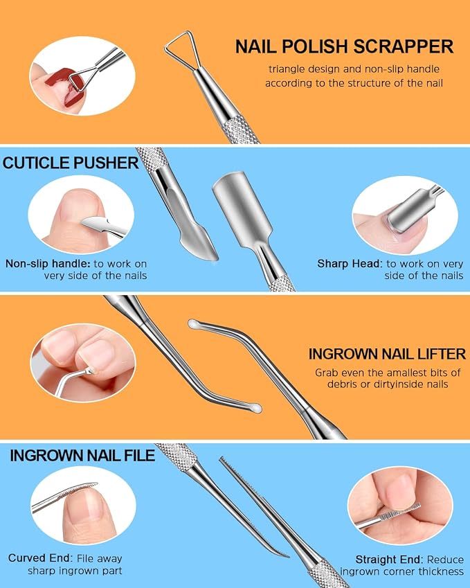 MORGLES Cuticle Remover Tools, Nail Files and Buffers Set - Image 6