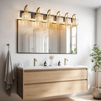 Crystal Vanity Lights 6-Light Black Gold Bathroom Vanity Lights Modern Crystal - Image 6