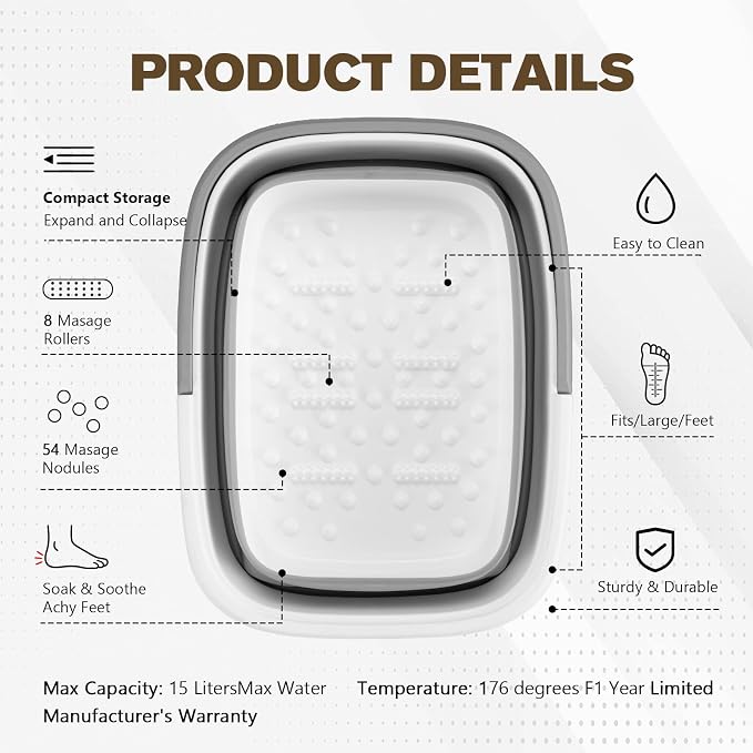 Collapsible Foot Bath Basin for Soaking Feet, Portable Foot Soak Tub - Image 5