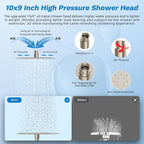 Hibbent Dual Filter All Metal 10"Rainfall Showerhead Combo, High Pressure - Image 3