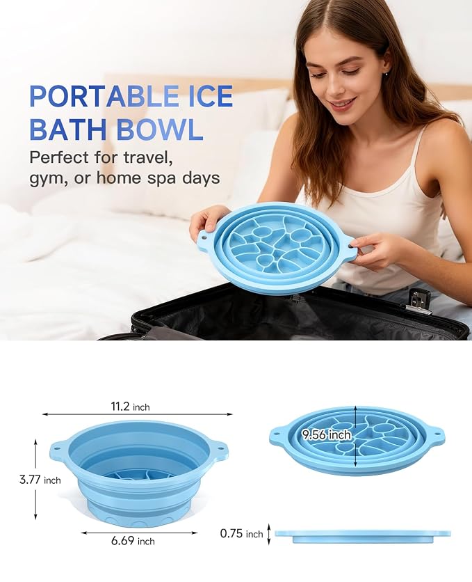 Face Ice Bath Bowl with Built-in Ice Tray, Foldable Silicone Face Bowl - Image 9