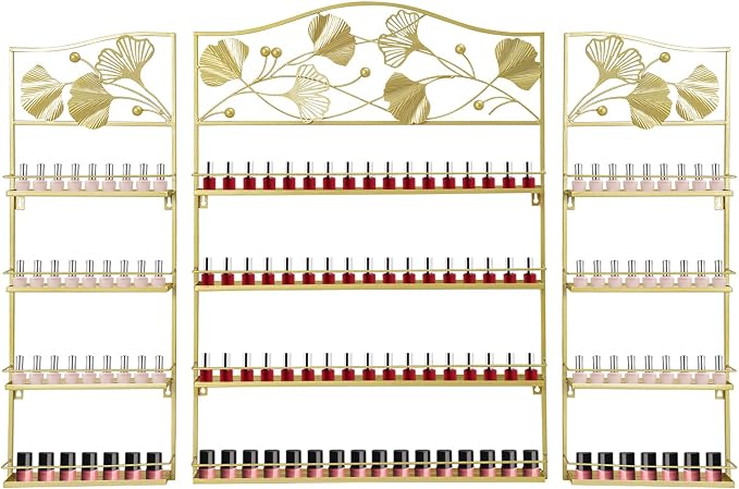 4 Tier Wall-Mounted Nail Polish Storage Racks 3PCS Metal Nail Polish Organizer by Unknown