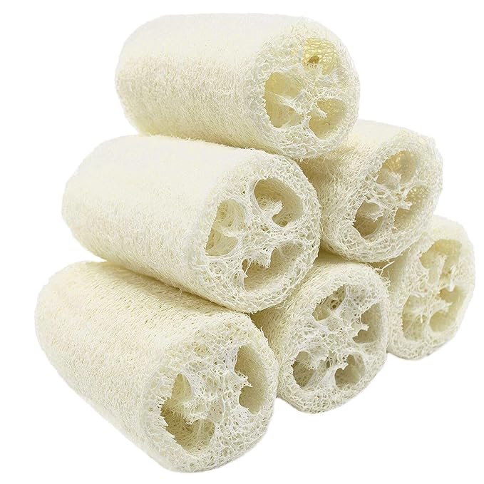 100% Large Nature 6 Pack of Organic Loofahs Loofah Spa Exfoliating Scrubber by MAYMII%C2%B7HOME