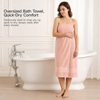 REDKISS Pink Bath Towels Set of 4, Extra Large Bath Sheets 27 X 59 Inches - Image 3