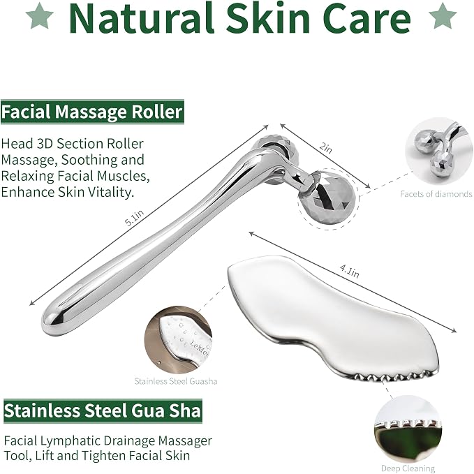 LeMeeOly Stainless Steel Gua Sha Facial Tools Metal GuaSha Tool - Image 2