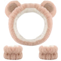 Bear Ears Headband, Cute Spa Headband and Wristband Set Washing Face Skincare by Waliah