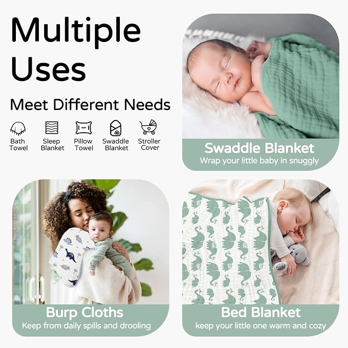 Yoofoss Hooded Baby Towels for Newborn 2 Pack 100% Muslin Organic Cotton Baby - Image 4