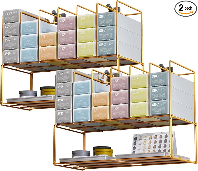 2 Pack Hair Color Organizer Hair Color Display Rack Wall Mounted Dye Storage by WHXGG