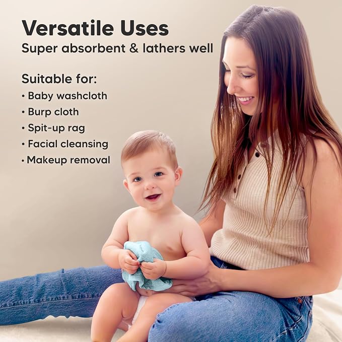 6-Pack Baby Washcloths – Soft Absorbent Viscose from Bamboo Washcloths - Image 6