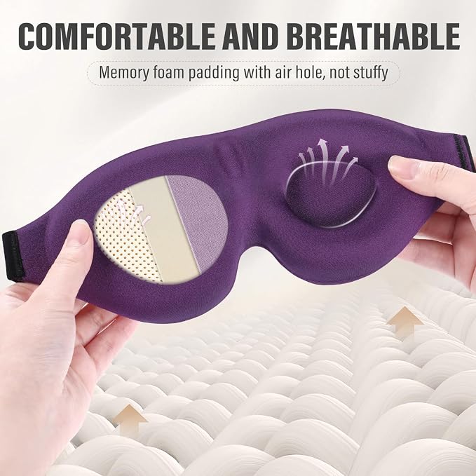 YIVIEW Sleep Mask for Side Sleeper, Complete Light Blocking 3D Sleeping Eye Mask - Image 5