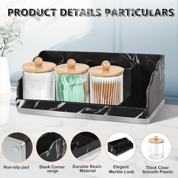 TuCao Marble Bathroom Countertop Organizer, Toothbrush Holders - Image 5