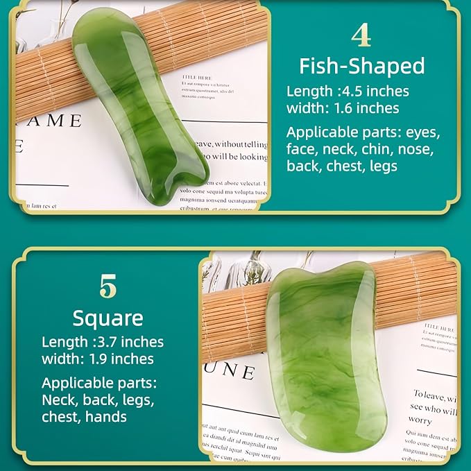Gua Sha Scraping Massage Tool, GuaSha Facial Set, Natural Resin GuaSha Massage - Image 4