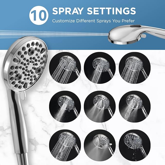 MakeFit Dual Handheld Shower Head Combo, 2-in-1 Rain Shower Heads System 8 Inch - Image 6