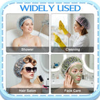 6PCS Shower Caps, Waterproof Reusable Plastic Shower Caps Elastic Band Flower - Image 7