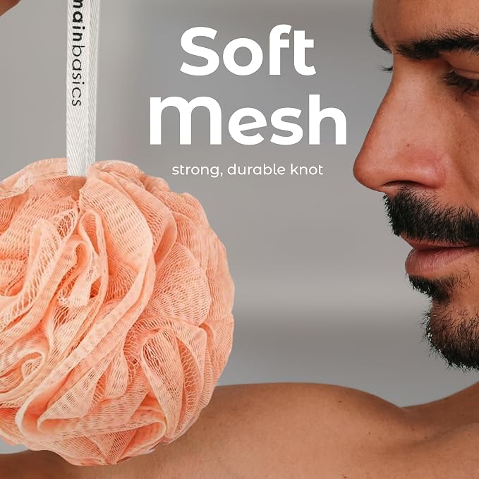 MainBasics Bath Shower Loofah Sponge Pouf Body Scrubber Exfoliator Body Wash - Image 3