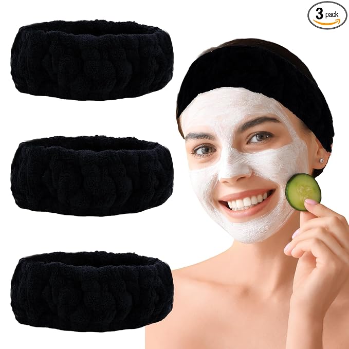 Microfiber Spa Headband 3-Pack, Soft Terry Cloth Headband by Unknown